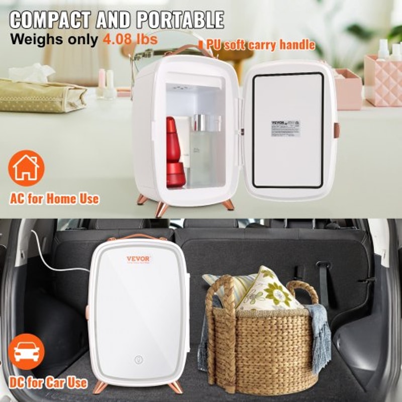 Portable Skincare Cosmetic Mini Fridge 6L With LED Mirror 5
