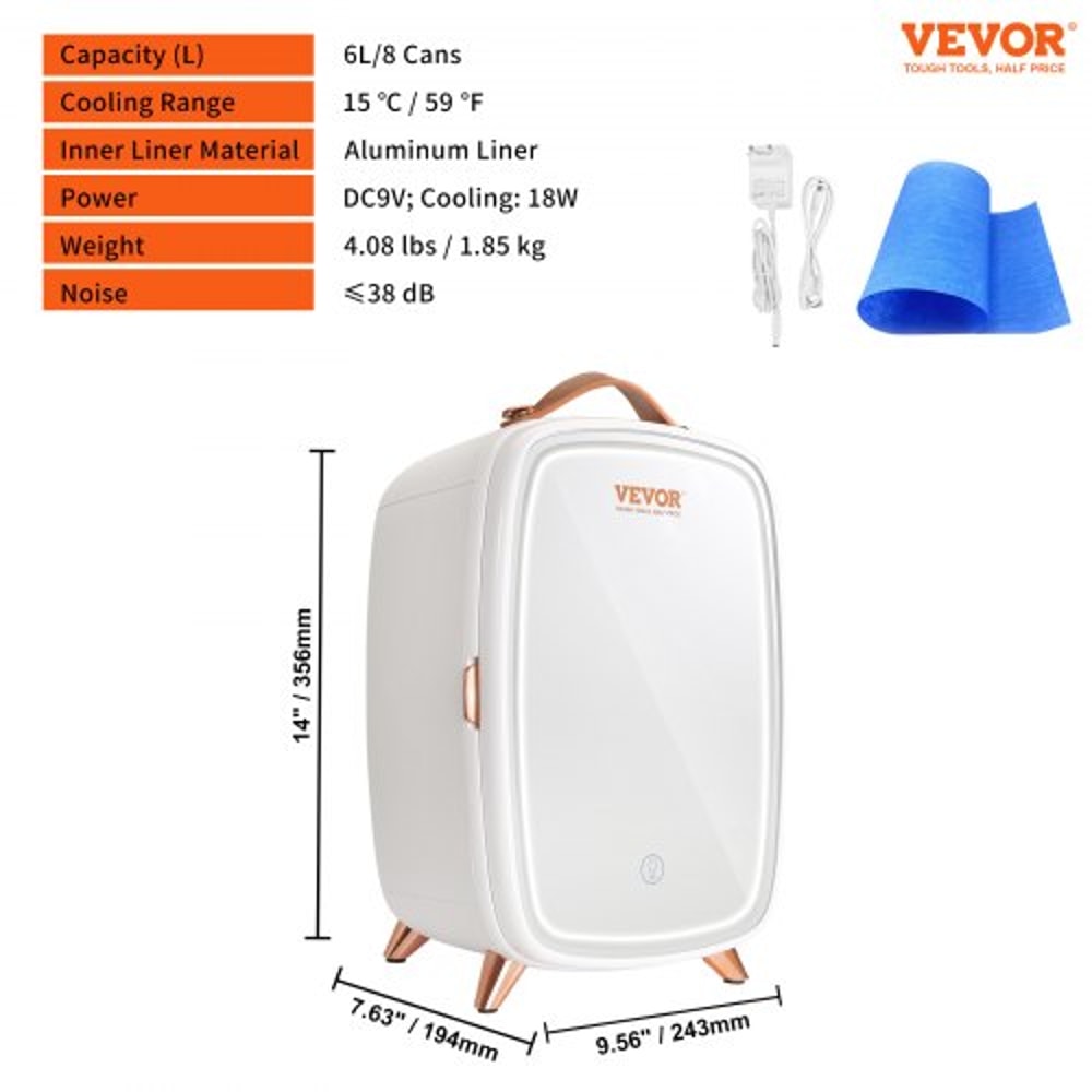 Portable Skincare Cosmetic Mini Fridge 6L With LED Mirror 7