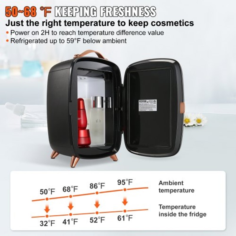 6L Skincare & Cosmetic Mini Fridge with LED Mirror and Quiet Cooling
