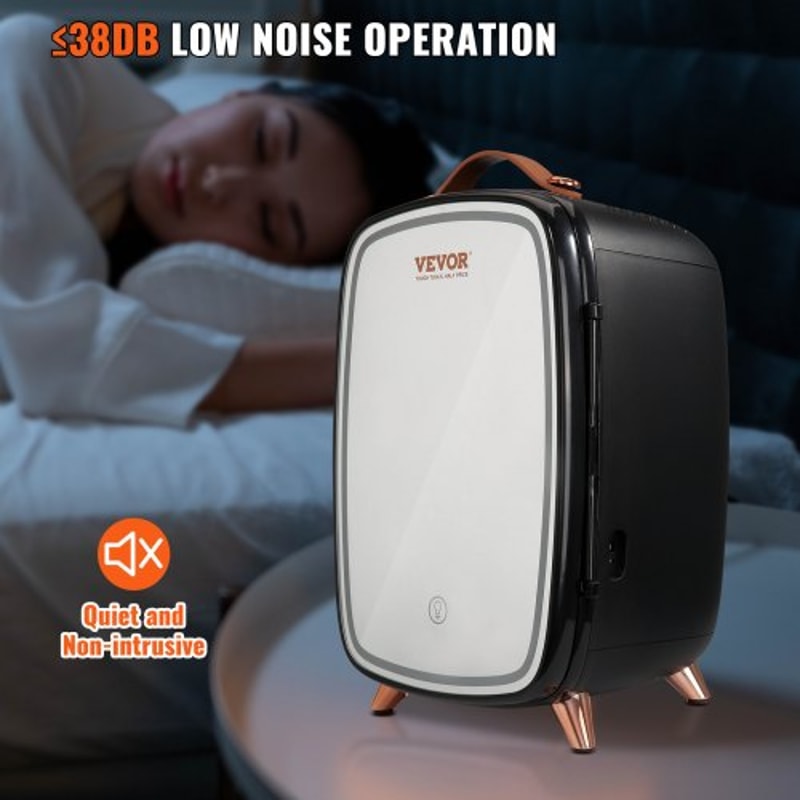 6L Skincare & Cosmetic Mini Fridge with LED Mirror and Quiet Cooling