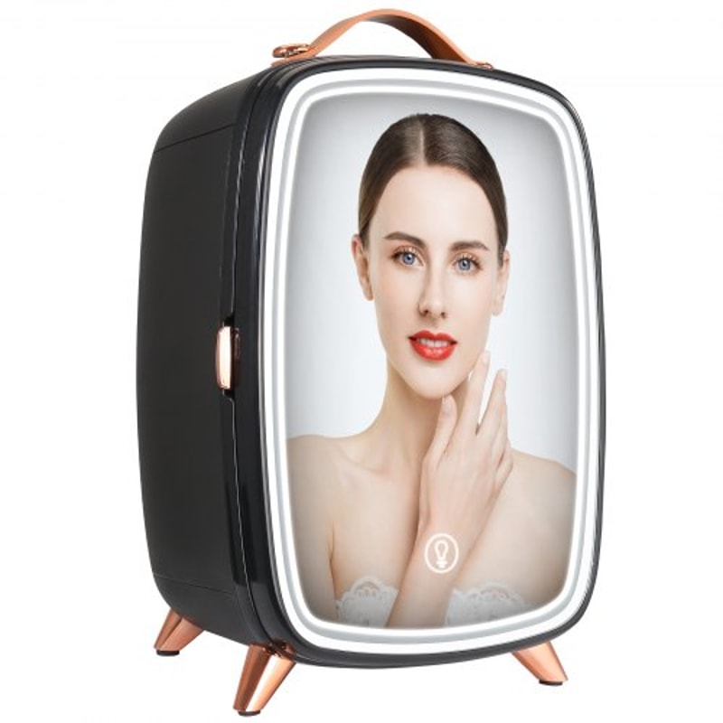 6L Skincare & Cosmetic Mini Fridge with LED Mirror and Quiet Cooling
