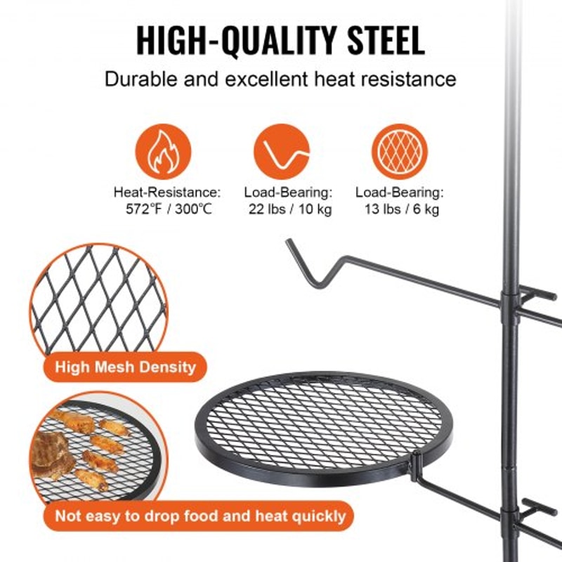 Portable 360° Adjustable Campfire Grill Grate for Outdoor Fire Pit Cooking