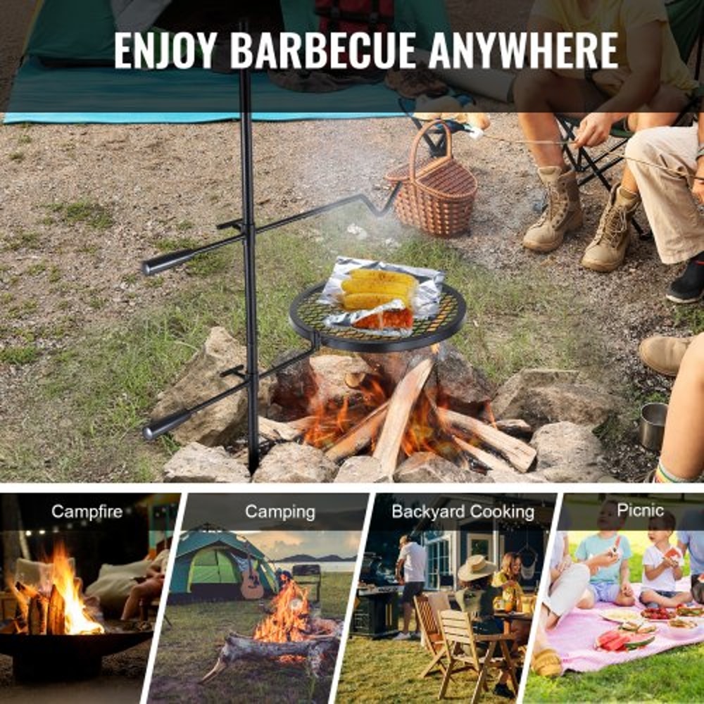 Portable 360° Adjustable Campfire Grill Grate for Outdoor Fire Pit Cooking