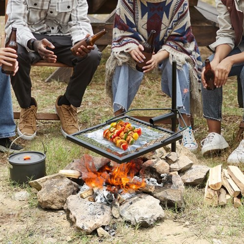 360° Swivel Campfire Grill with Heavy Duty Steel Fire Pit Grate