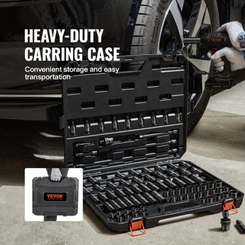 90 Piece Drive Impact Socket Set With Cr Mo Alloy Sockets 5