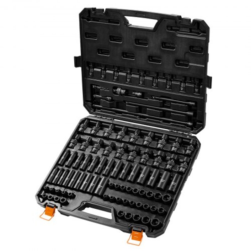 90 Piece Drive Impact Socket Set With Cr Mo Alloy Sockets 9