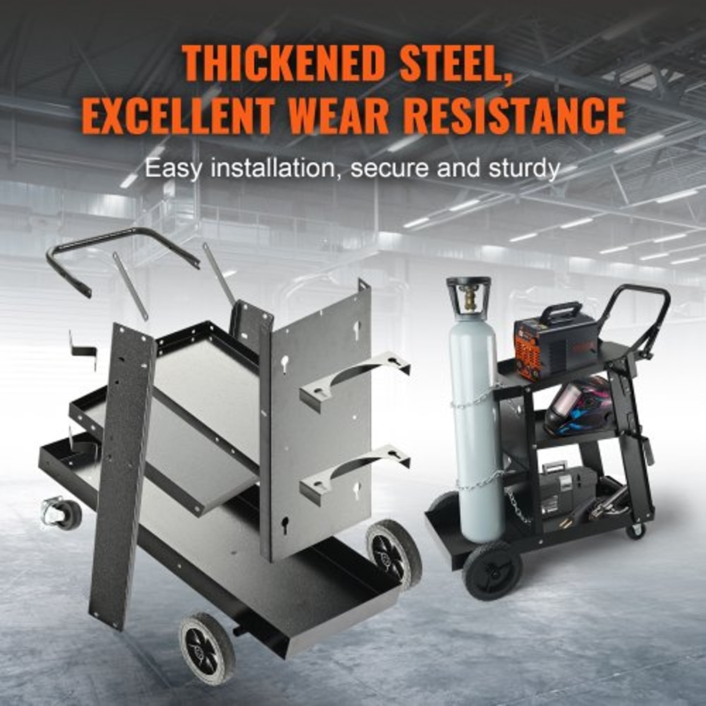 Heavy Duty 3 Tier Welding Cart With 400lb Capacity 360 Wheels 6