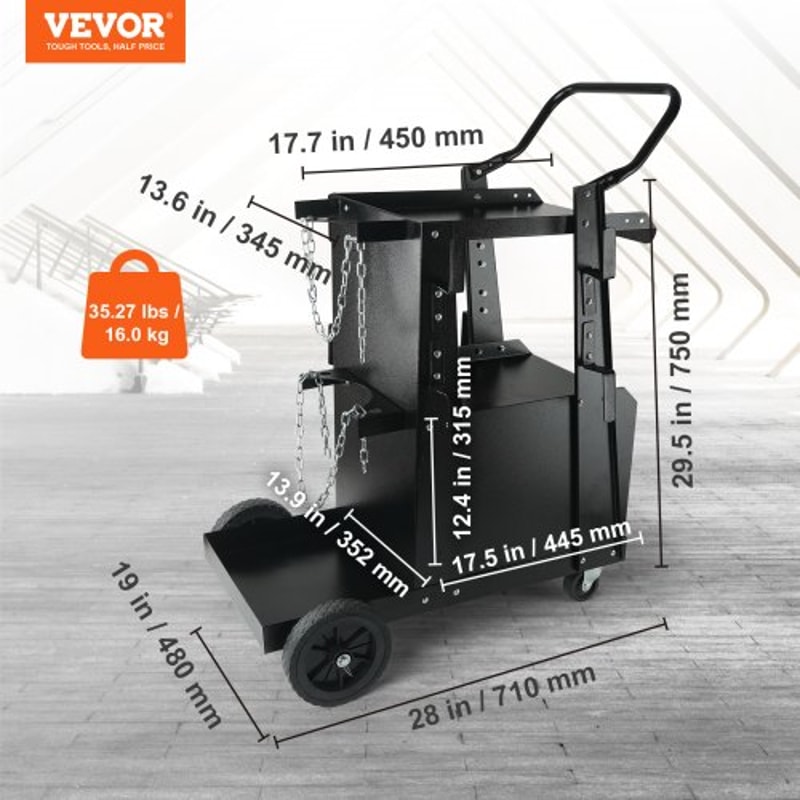 Premium Heavy Duty Welder Cart with Lockable Cabinet & 360° Swivel Wheels