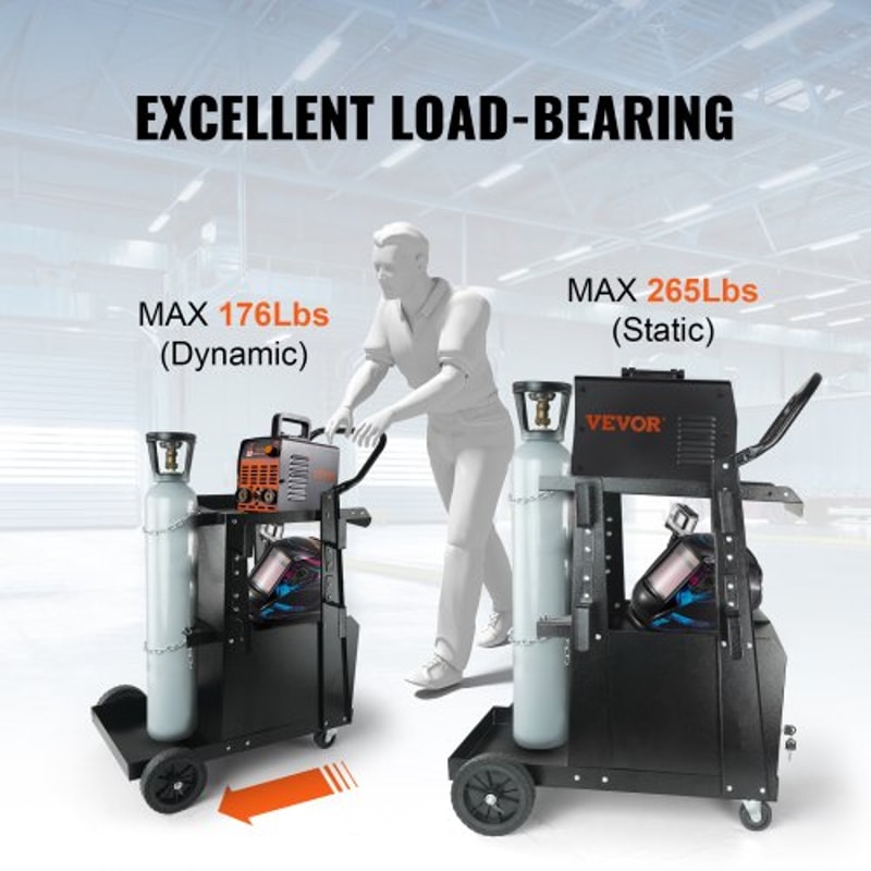 Premium Heavy Duty Welder Cart with Lockable Cabinet & 360° Swivel Wheels