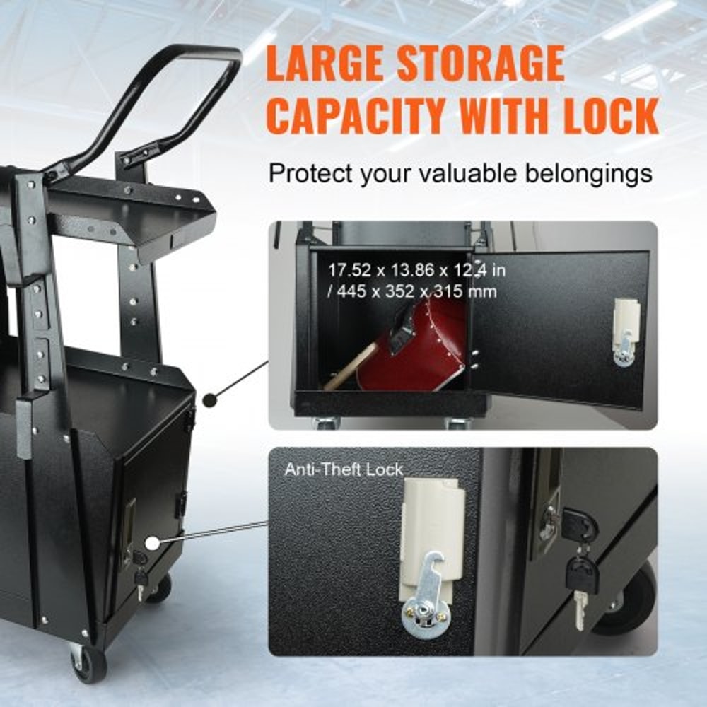 Premium Heavy Duty Welder Cart with Lockable Cabinet & 360° Swivel Wheels