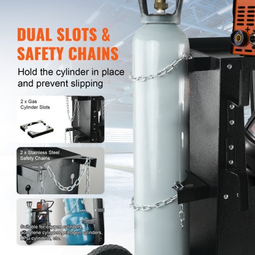 Premium Heavy Duty Welder Cart with Lockable Cabinet & 360° Swivel Wheels