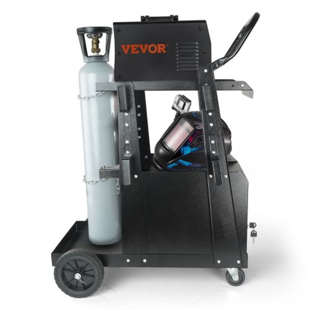 Premium Heavy Duty Welder Cart with Lockable Cabinet & 360° Swivel Wheels