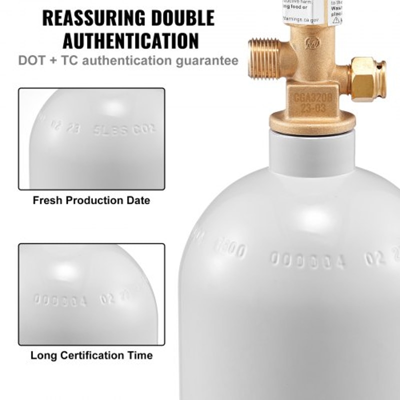 5lb CO2 Tank Heavy Duty Aluminum CO2 Cylinder With CGA320 Valve 4