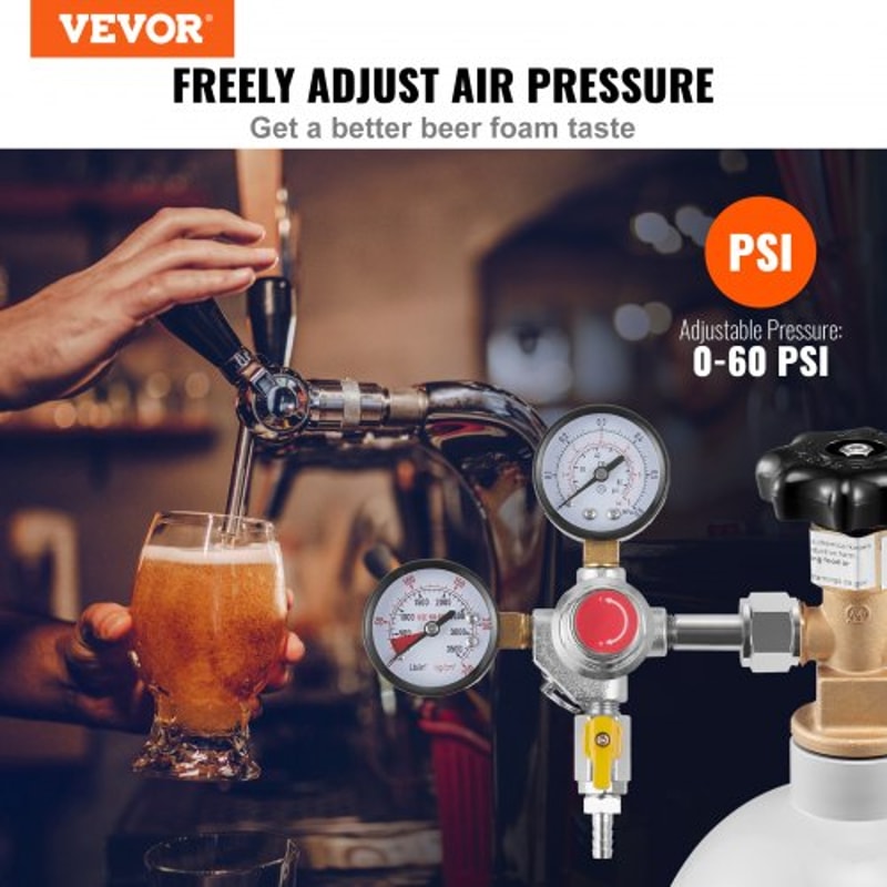 CGA320 CO2 Draft Beer Regulator Gauge With Dual PSI Dials 1