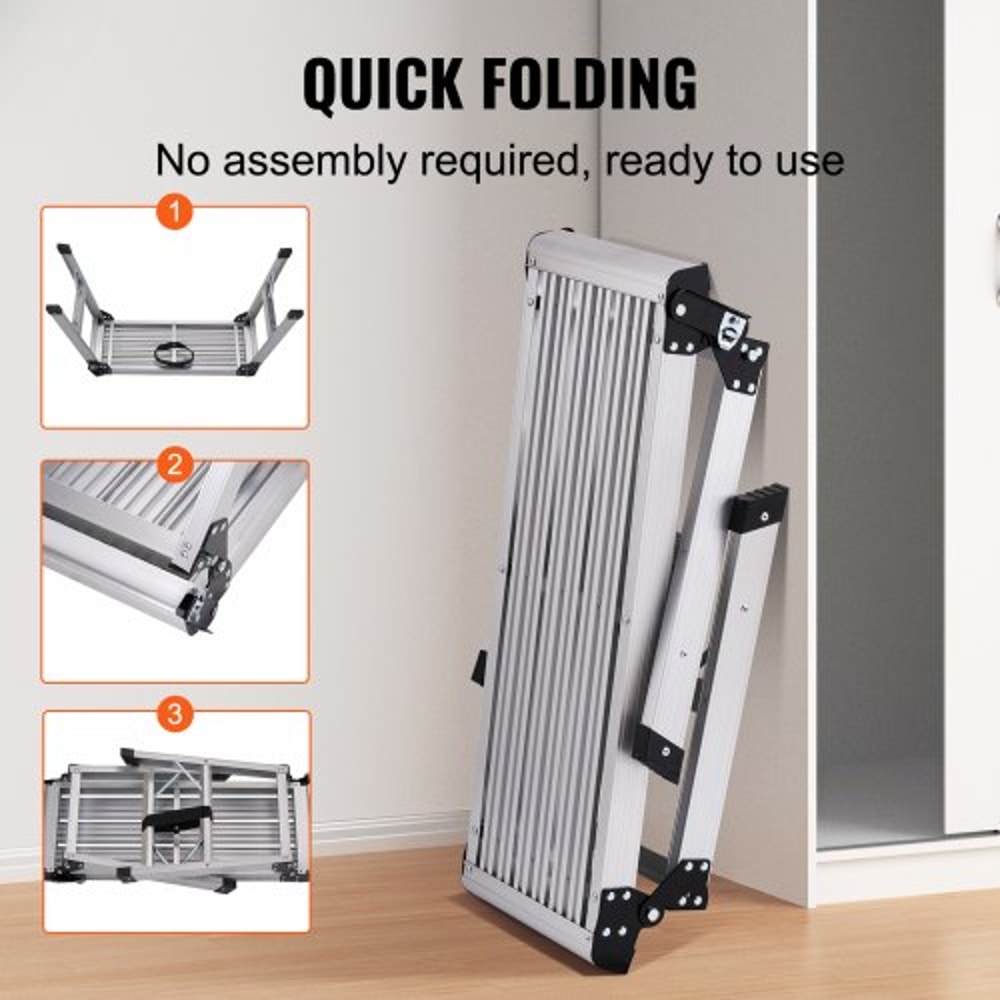 Folding Work Platform 330 Lbs Capacity Aluminum Step Stool Bench 2