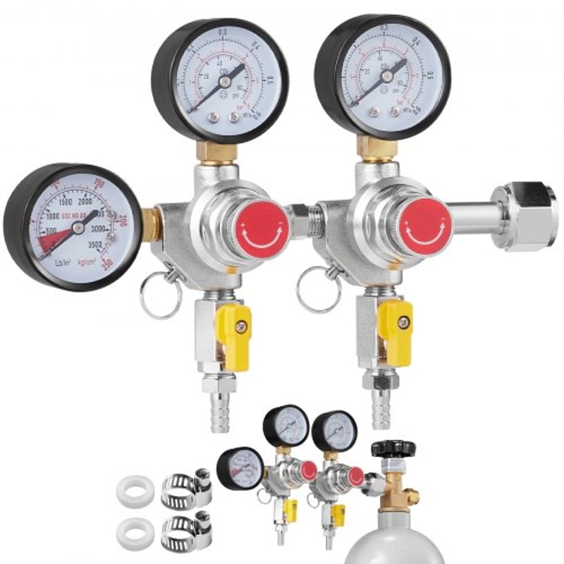 Premium Draft Beer CO2 Regulator With Triple Gauges CGA320 Fitting 0