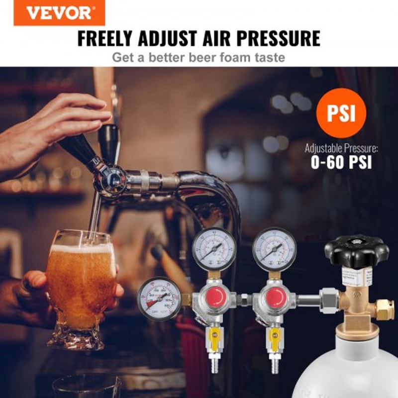 Premium Draft Beer CO2 Regulator With Triple Gauges CGA320 Fitting 1