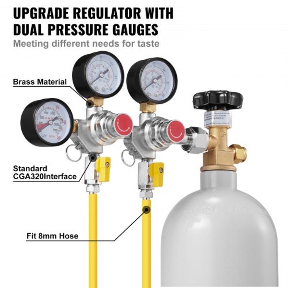 Premium Draft Beer CO2 Regulator With Triple Gauges CGA320 Fitting 4