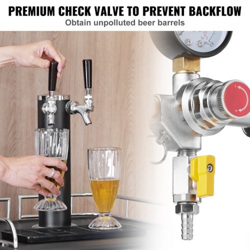 Premium Draft Beer CO2 Regulator With Triple Gauges CGA320 Fitting 5