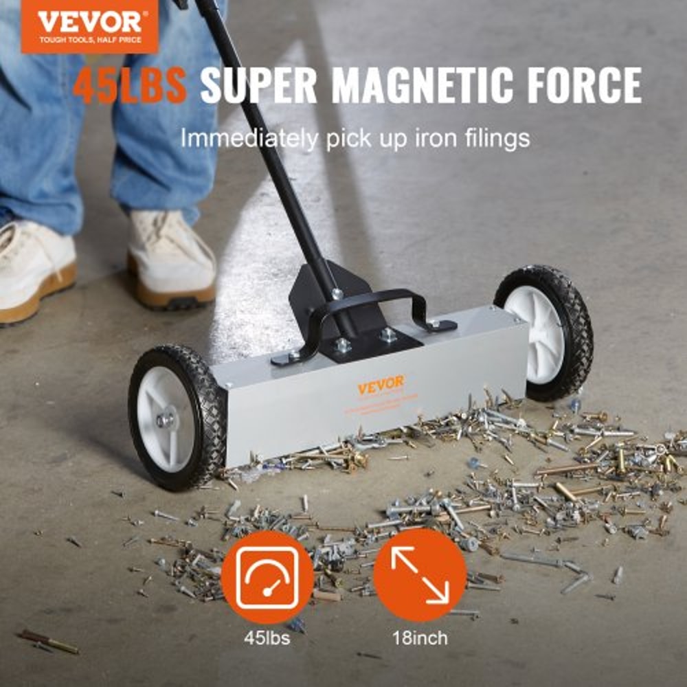 Heavy Duty Rolling Magnetic Sweeper With Wheels Adjustable Handle 1