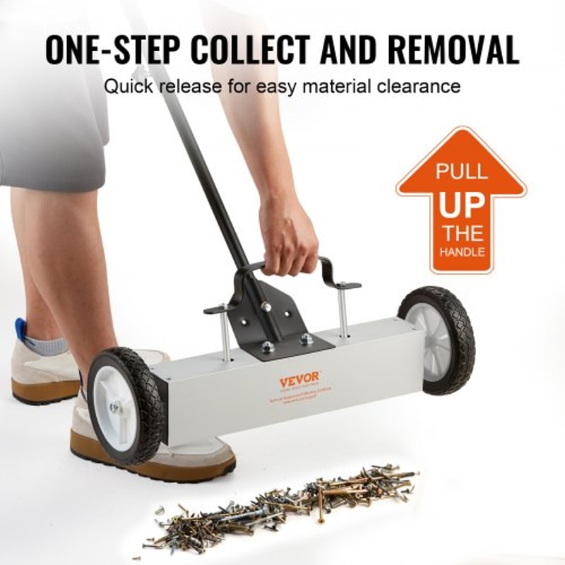 Heavy Duty Rolling Magnetic Sweeper With Wheels Adjustable Handle 3