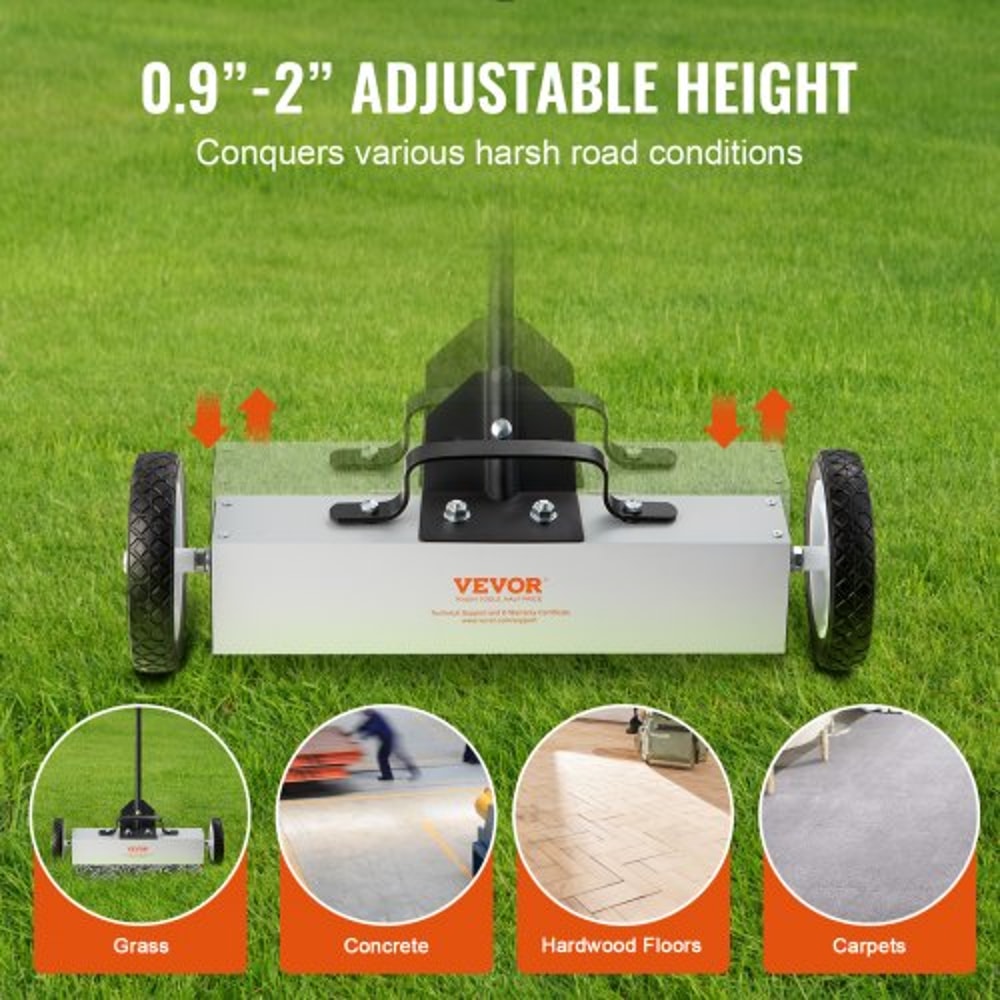Heavy Duty Rolling Magnetic Sweeper With Wheels Adjustable Handle 2