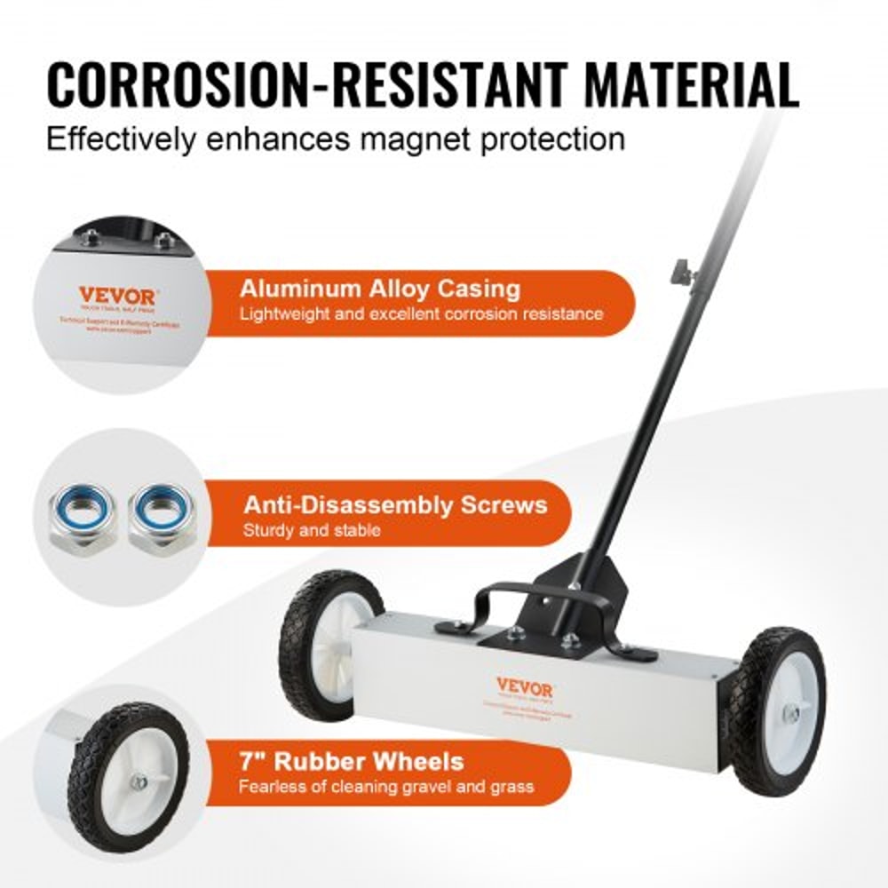 Heavy Duty Rolling Magnetic Sweeper With Wheels Adjustable Handle 5