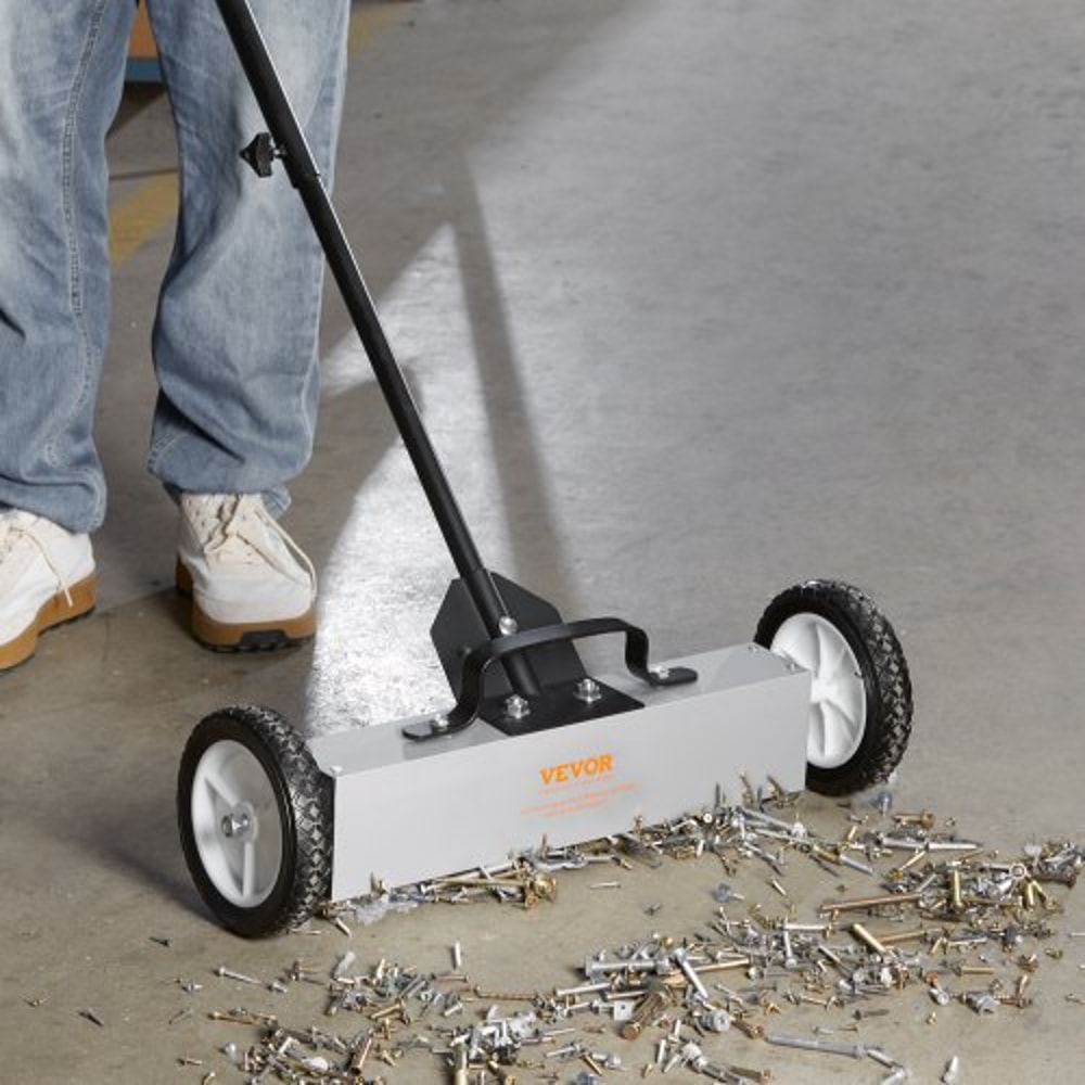 Heavy Duty Rolling Magnetic Sweeper With Wheels Adjustable Handle 6