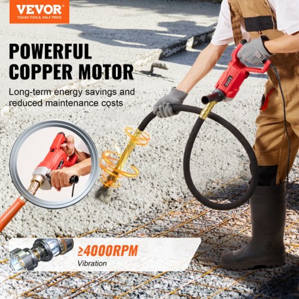 Premium Handheld Electric Concrete Vibrator 800W High Frequency Compaction Tool 1