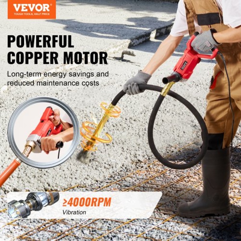 Premium Handheld Electric Concrete Vibrator 800W High Frequency Compaction Tool 1
