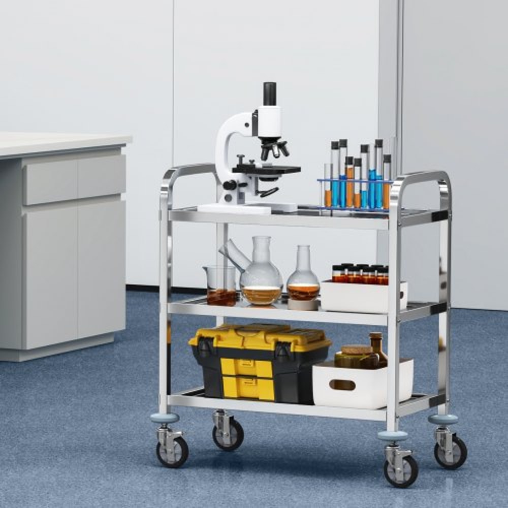 Premium 3 Tier Stainless Steel Utility Cart With Lockable Wheels And 400lb Capacity 6