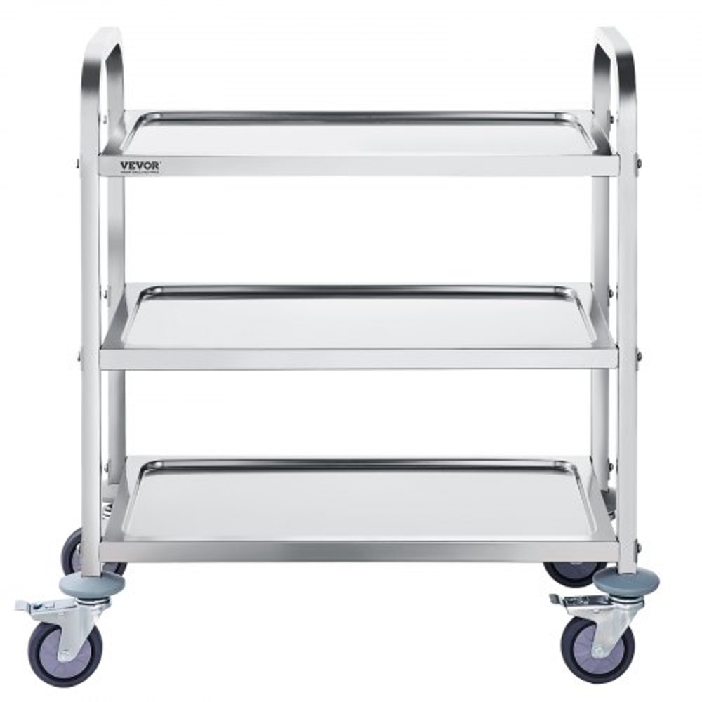 Premium 3 Tier Stainless Steel Utility Cart With Lockable Wheels And 400lb Capacity 8