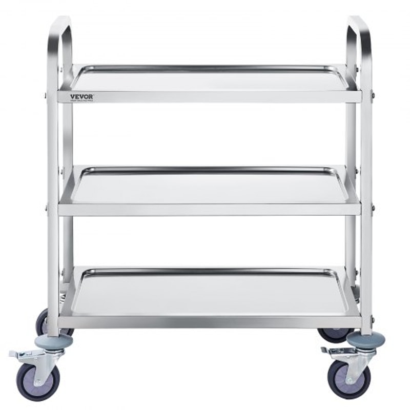 Premium 3 Tier Stainless Steel Utility Cart With Lockable Wheels And 400lb Capacity 8