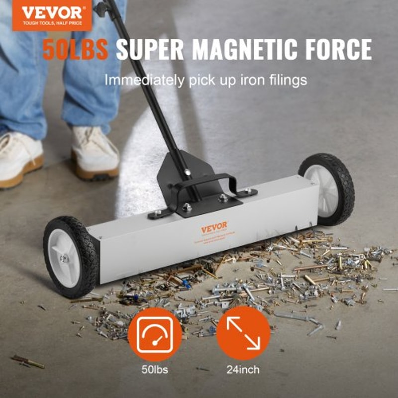 Premium Heavy Duty Rolling Magnetic Sweeper With Wheels Adjustable Handle 1