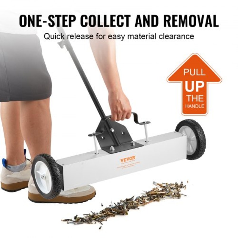 Premium Heavy Duty Rolling Magnetic Sweeper With Wheels Adjustable Handle 2