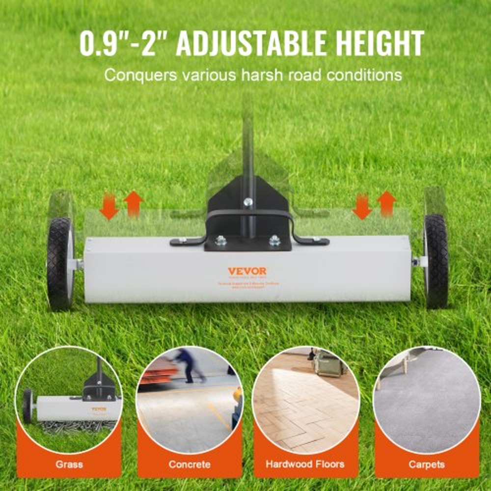 Premium Heavy Duty Rolling Magnetic Sweeper With Wheels Adjustable Handle 3