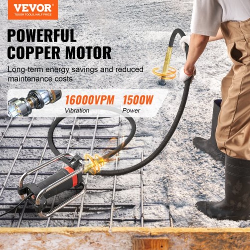Portable Electric Concrete Vibrator 1300W High Compaction Tool 1