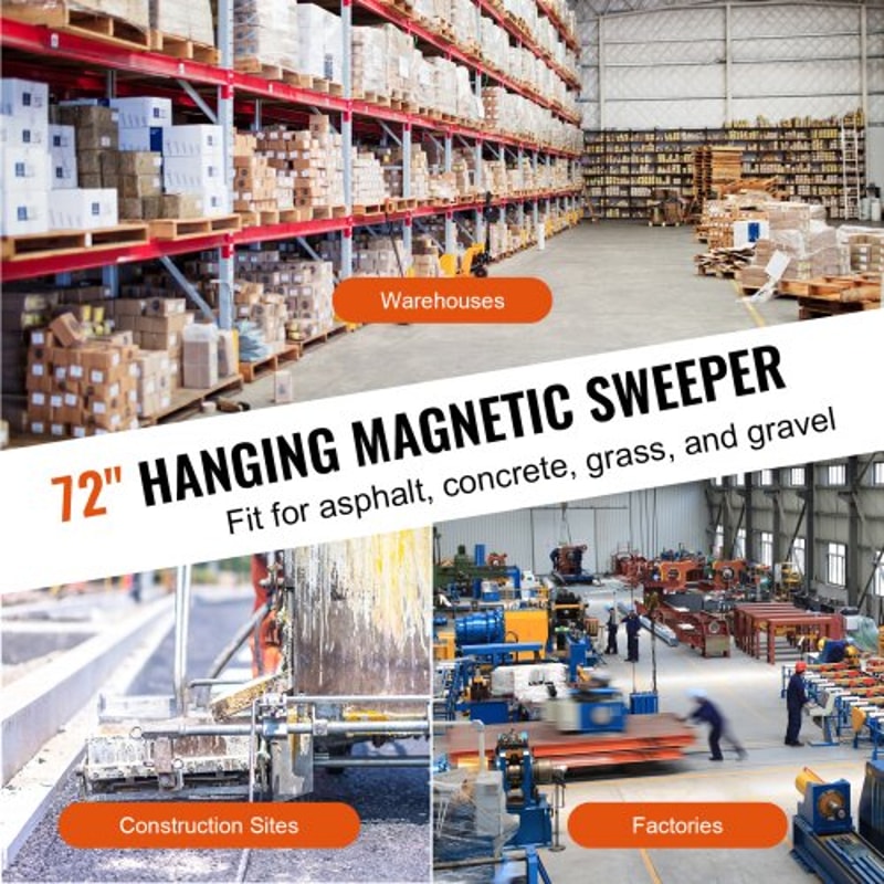 Industrial Heavy Duty Hanging Magnetic Sweeper Forklift Tool For Metal Debris Pickup 5