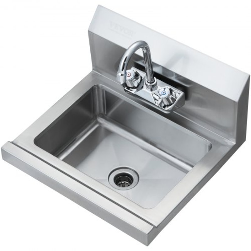 Commercial Stainless Steel Wall Mount Hand Sink With Faucet 8