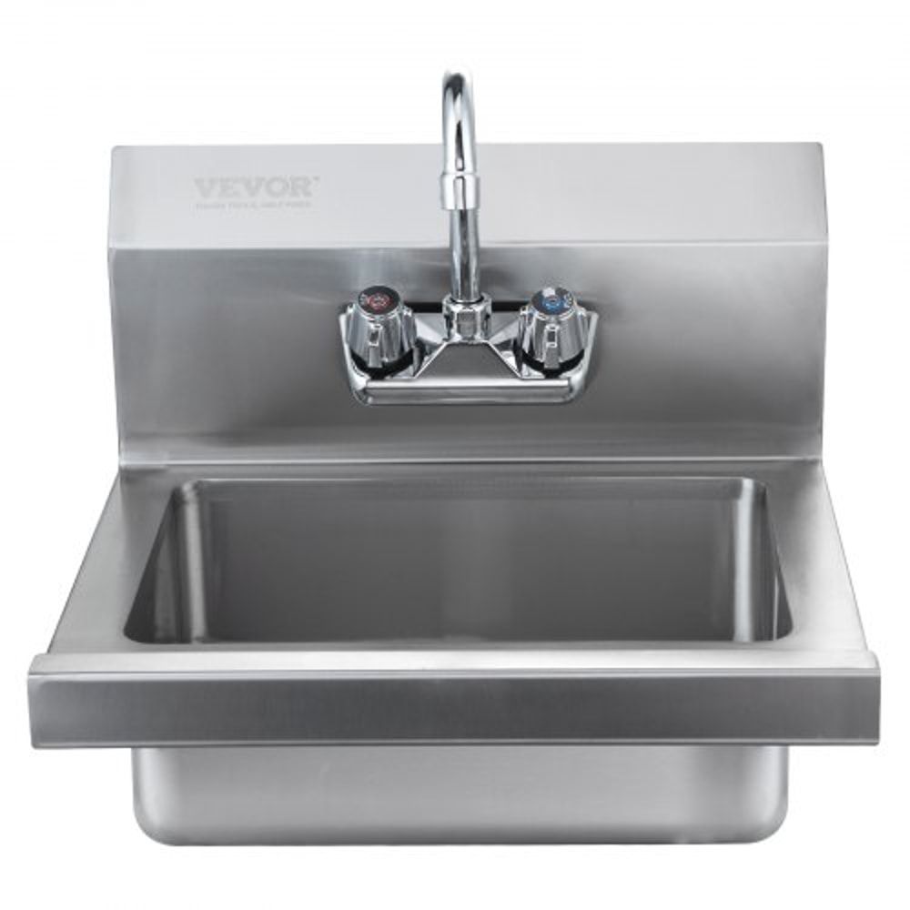 Commercial Stainless Steel Wall Mount Hand Sink With Faucet 9