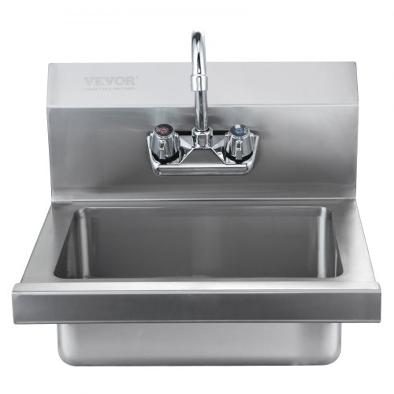 Commercial Stainless Steel Wall Mount Hand Sink With Faucet 9