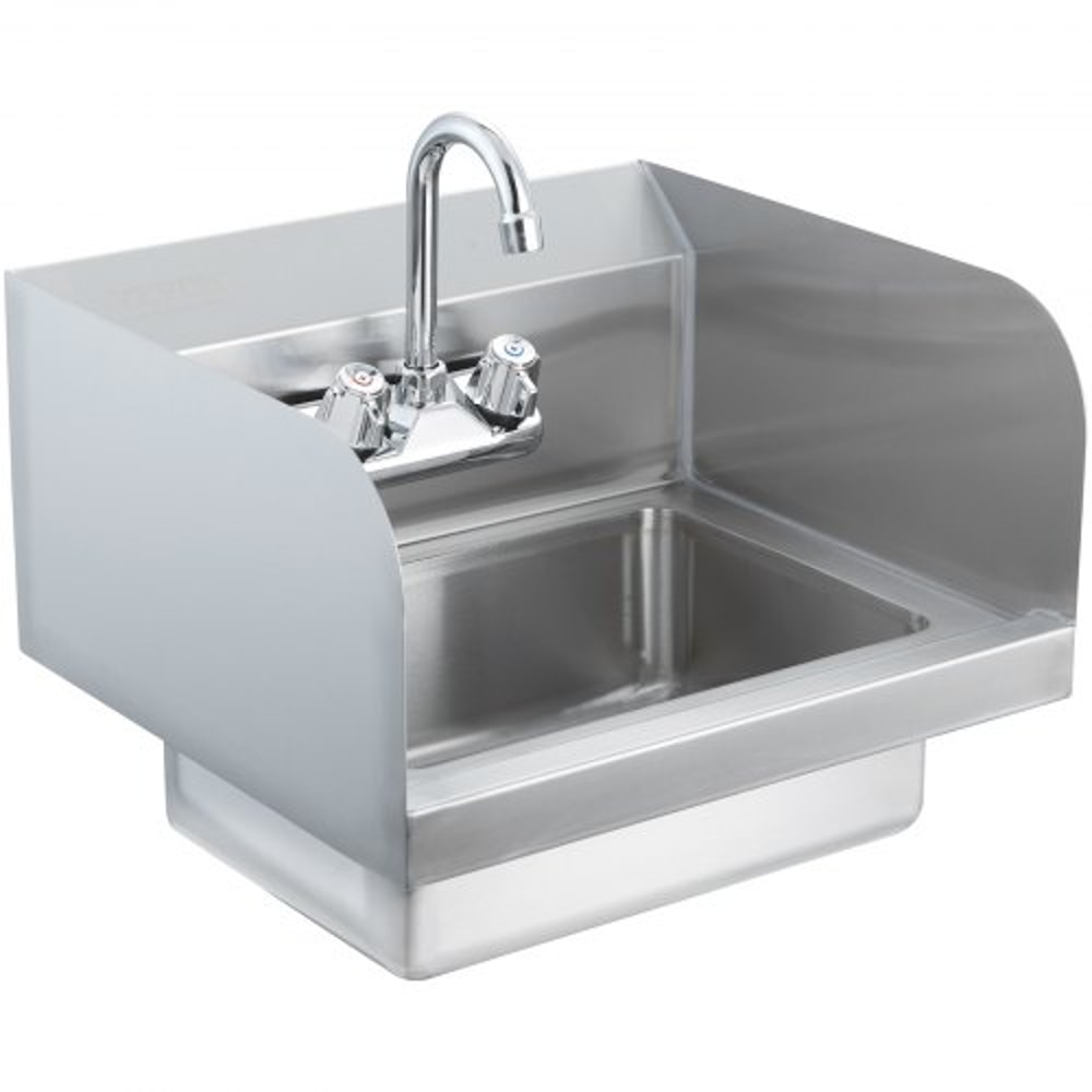 Premium Stainless Steel Commercial Hand Sink Wall Mount Basin With Faucet 0