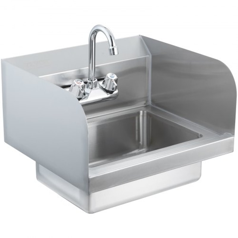 Premium Stainless Steel Commercial Hand Sink Wall Mount Basin With Faucet 0