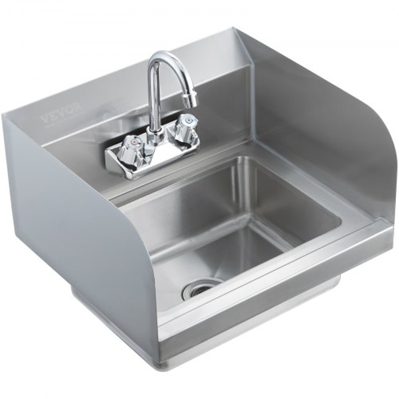 Premium Stainless Steel Commercial Hand Sink Wall Mount Basin With Faucet 7