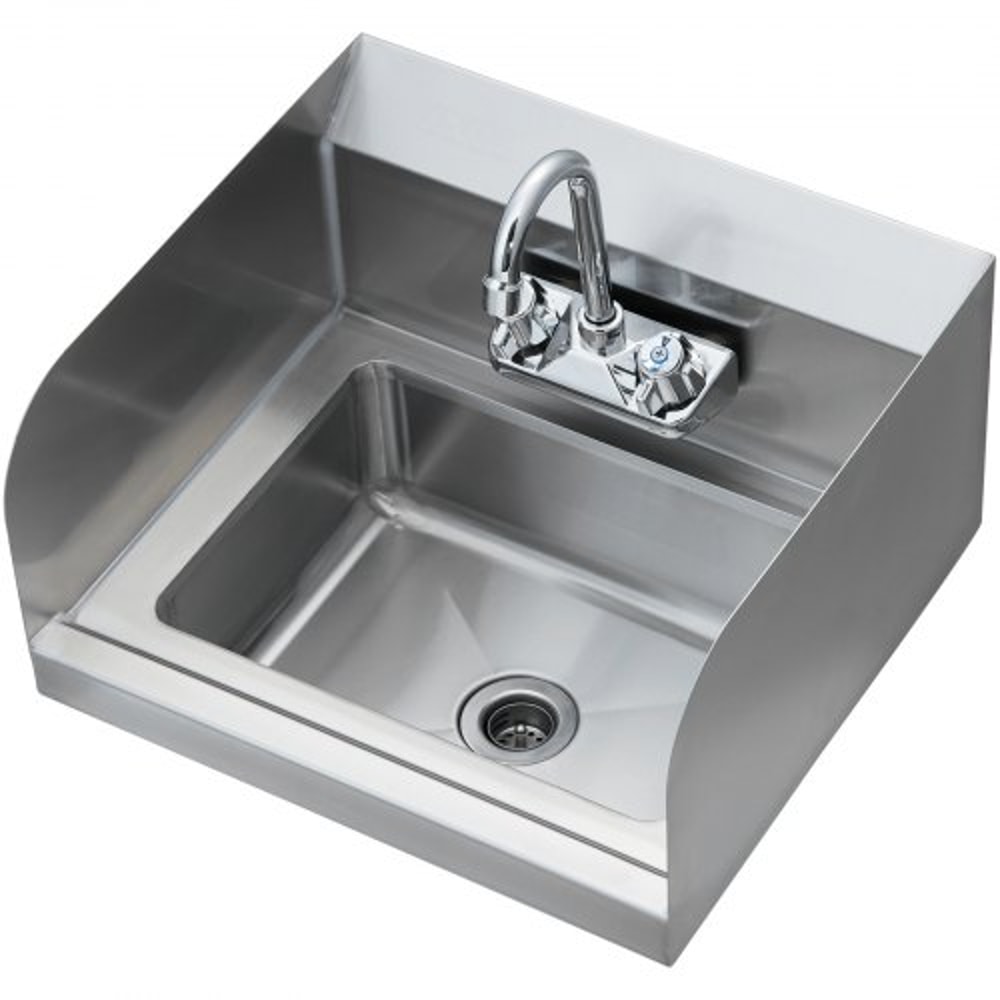 Premium Stainless Steel Commercial Hand Sink Wall Mount Basin With Faucet 8
