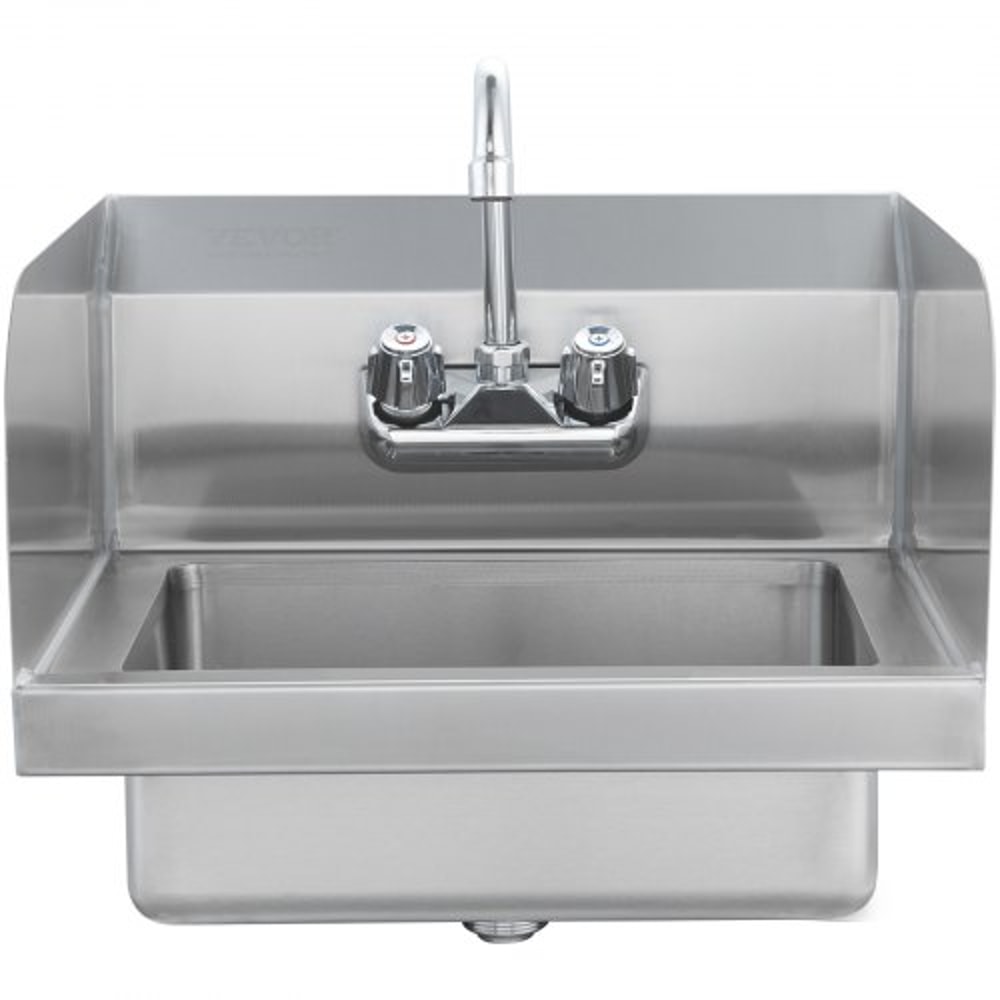 Premium Stainless Steel Commercial Hand Sink Wall Mount Basin With Faucet 9