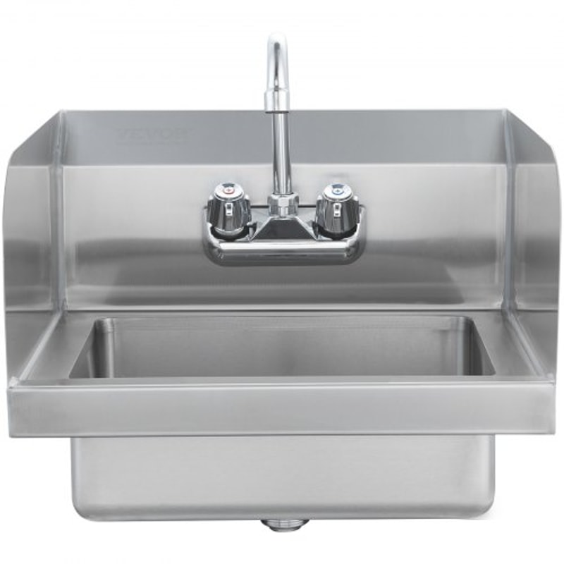 Premium Stainless Steel Commercial Hand Sink Wall Mount Basin With Faucet 9