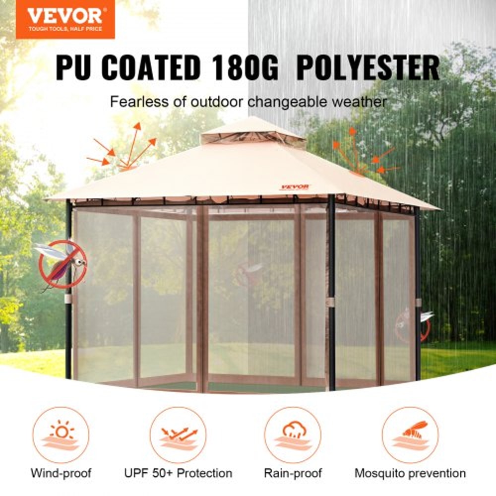 Premium Outdoor Patio Gazebo With Mosquito Netting Steel Frame 1