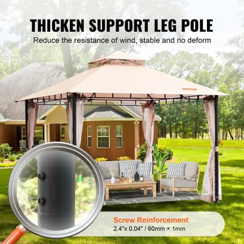 Premium Outdoor Patio Gazebo With Mosquito Netting Steel Frame 2