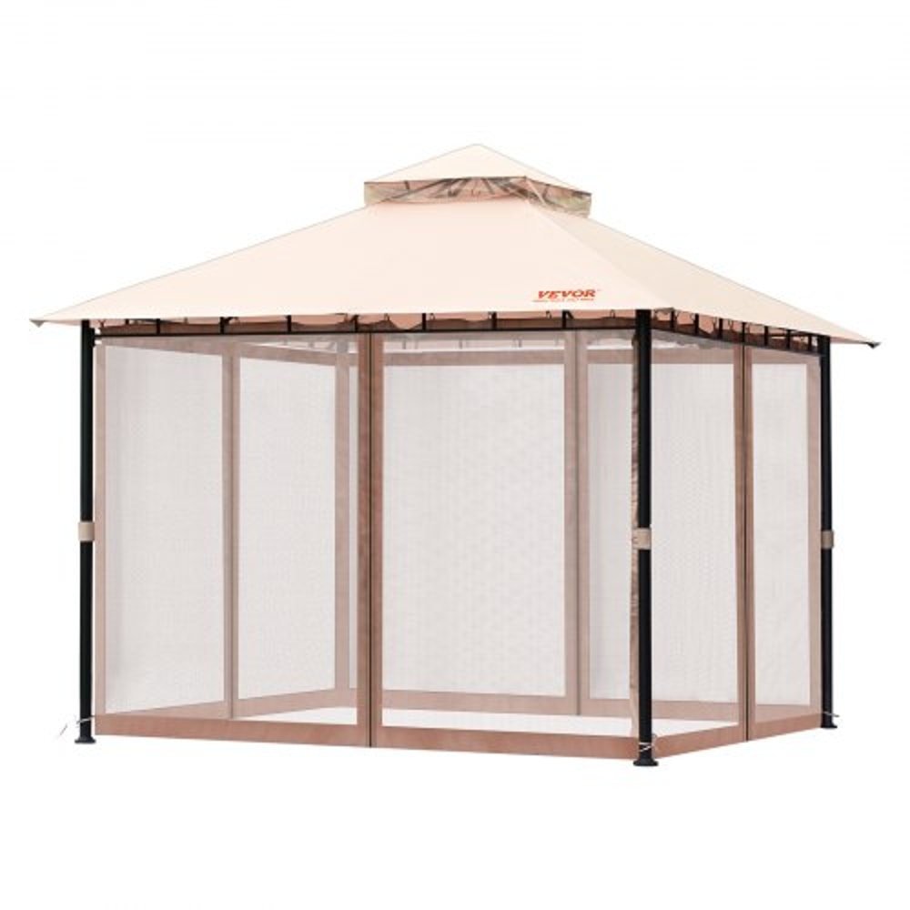Premium Outdoor Patio Gazebo With Mosquito Netting Steel Frame 7